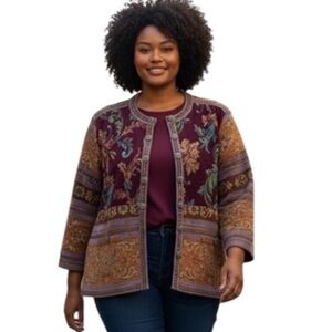 Tapestry Multicolor Ornate Artsy Vtg Jacket in size 16